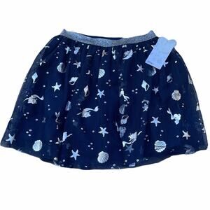 Disney Little Mermaid Navy Blue Silver Tulle Skirt Skort Size 8